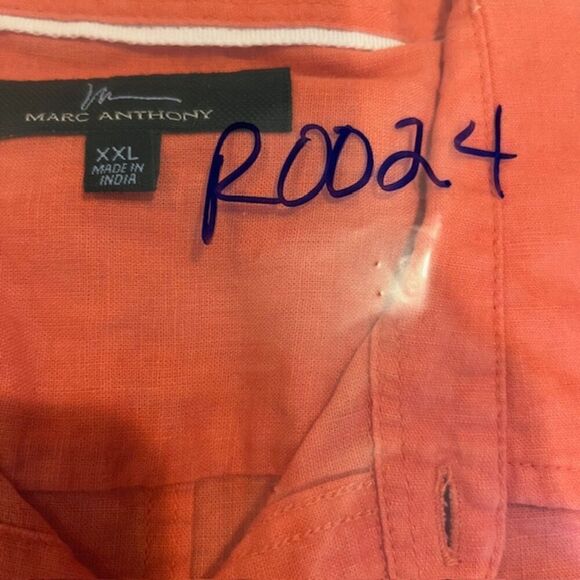 Marc Anthony Linen Blend Double Pocket Button Front Shirt Orange Size XXL - Picture 9 of 9